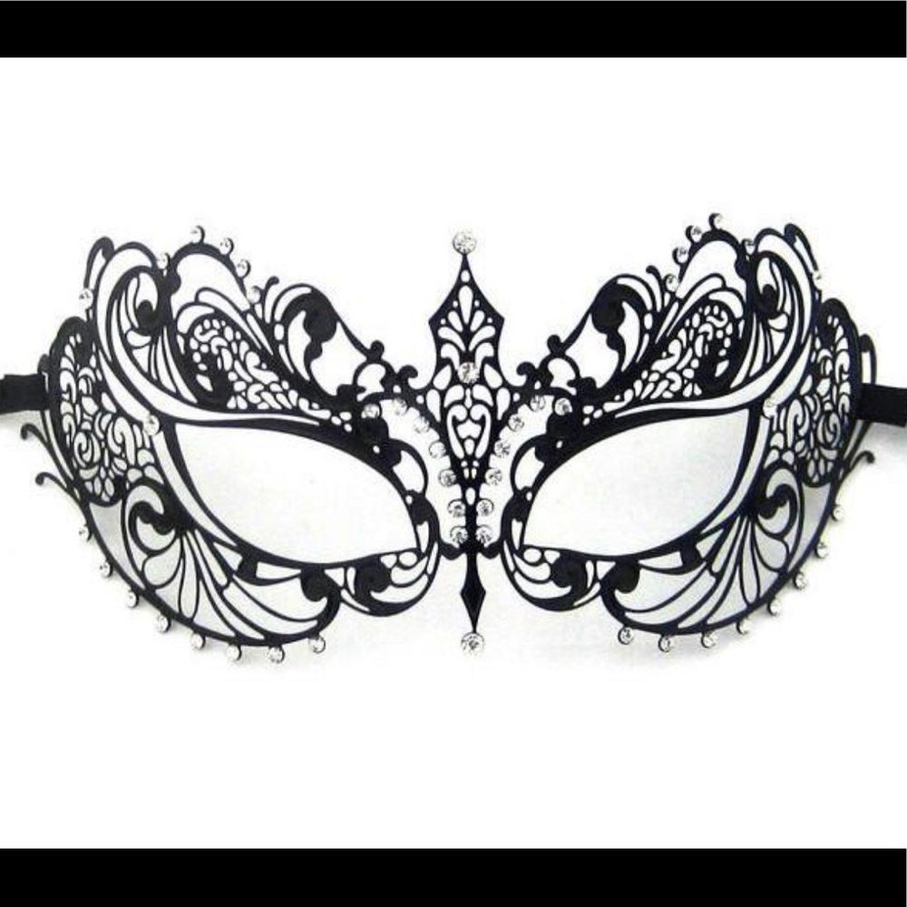 Black Laser Cut Metal Venetian Masquerade Mask